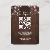 Carte D'accompagnement QR Code Rustic String Lights Mariage Informations (Devant)