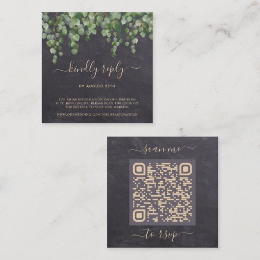 Carte D'accompagnement QR Code Rustique Eucalyptus Botanique Mariage RSVP (Devant / Derrière)