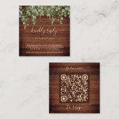 Carte D'accompagnement QR Code Rustique Eucalyptus Verdure Mariage RSVP (Devant / Derrière)