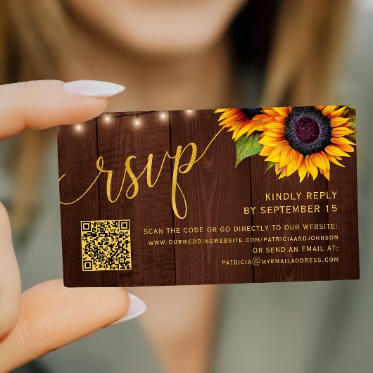 Carte D'accompagnement QR code rustique pays chic mariage RSVP