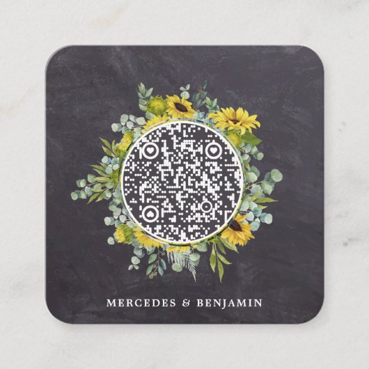 Carte D'accompagnement QR Code Rustique Tournesol Eucalyptus Mariage Invi (Devant)