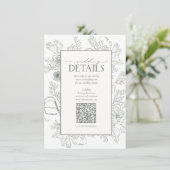 Carte D'accompagnement QR Code Sage Green Floral Détails du Mariage (Debout devant)