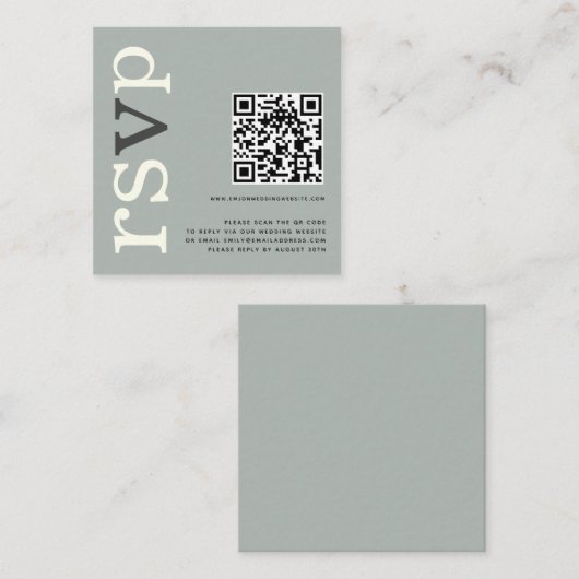 Carte D'accompagnement QR Code Sage Ivory Mariage en ligne RSVP (Devant / Derrière)