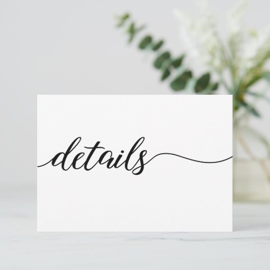 Carte D'accompagnement Qr code Script Mariage détails du site web noir bl (Debout devant)