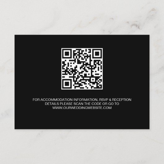 Carte D'accompagnement Qr code Script Mariage détails du site web noir bl (Dos)