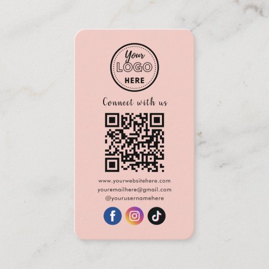 Carte D'accompagnement QR Code Se Connecter Avec Nous Les Médias Sociaux  (Devant)