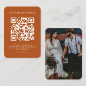 Carte D'accompagnement QR Code Simple Bohemian Terracotta Mariage photo (Devant / Derrière)
