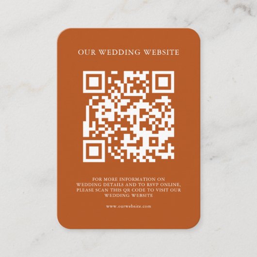 Carte D'accompagnement QR Code Simple Bohemian Terracotta Mariage photo (Devant)