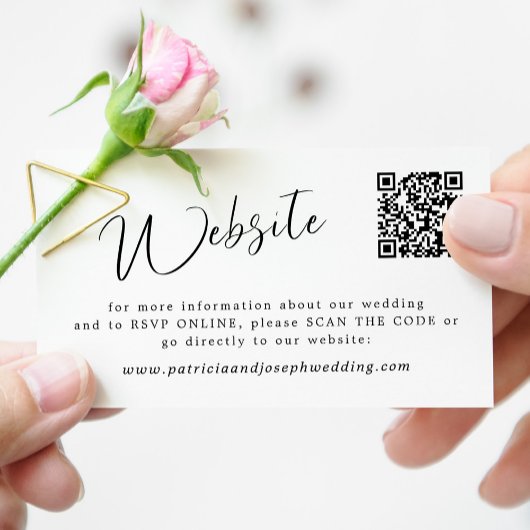 Carte D'accompagnement QR CODE simple élégant calligraphie mariage site