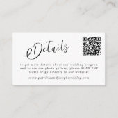 Carte D'accompagnement QR CODE simple et élégant script détails du mariag (Devant)