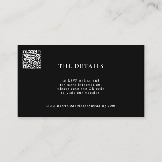Carte D'accompagnement QR CODE simple mariage moderne détails du site web (Devant)