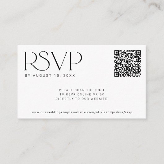 Carte D'accompagnement QR code simple mariage moderne site web en ligne R (Devant)
