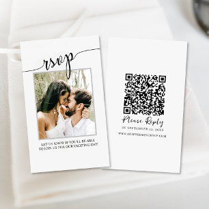 Carte D'accompagnement QR Code Simple Photo Budget RSVP simple en ligne