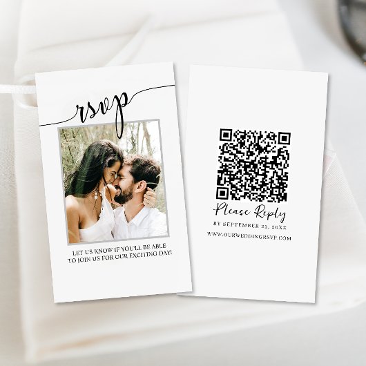 Carte D'accompagnement QR Code Simple Photo Budget RSVP simple en ligne