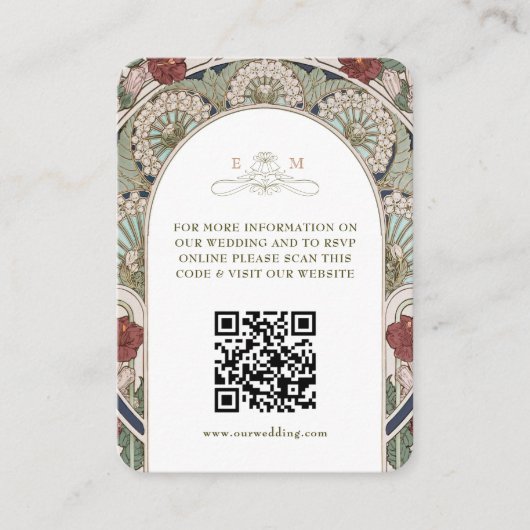 Carte D'accompagnement QR Code Site Mariage Info Art Nouveau (Devant)