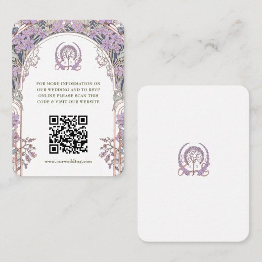 Carte D'accompagnement QR Code Site Mariage Info Art Nouveau (Devant / Derrière)
