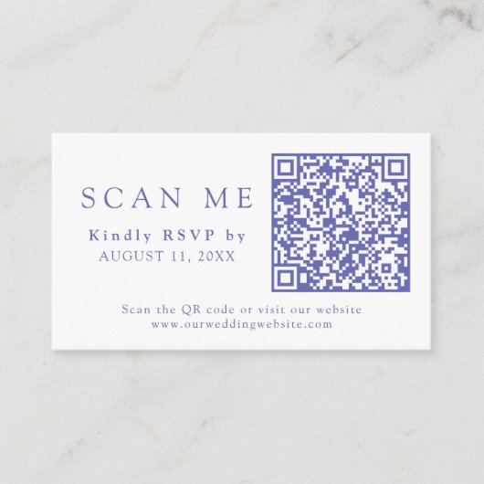 Carte D'accompagnement QR Code & Site Mariage Périwinkle Wedding RSVP (Devant)