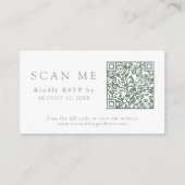 Carte D'accompagnement QR Code & Site Mariage Sage Green Wedding RSVP (Devant)