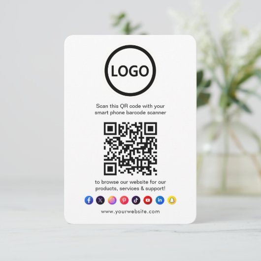 Carte D'accompagnement QR Code Site Web d'entreprise Me scanner Médias so (Debout devant)