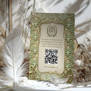 Carte D'accompagnement QR Code Site Web Mariage Info Boîtier Art Nouveau