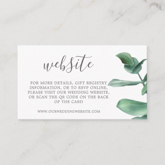 Carte D'accompagnement QR code site web moderne eucalyptus botanique (Devant)