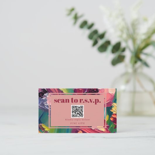 Carte D'accompagnement QR Code Super Déco Peinture Mariage RSVP (Debout devant)