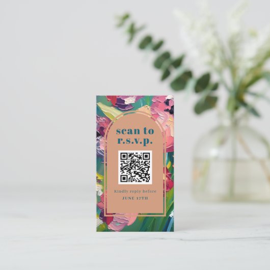 Carte D'accompagnement QR Code Super Déco Peinture Mariage RSVP (Debout devant)