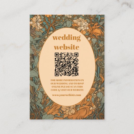Carte D'accompagnement qr code Terracotta Floral Art Nouveau Mariage (Devant)