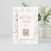 Carte D'accompagnement QR Code Terracotta Floral Détails du Mariage (Debout devant)