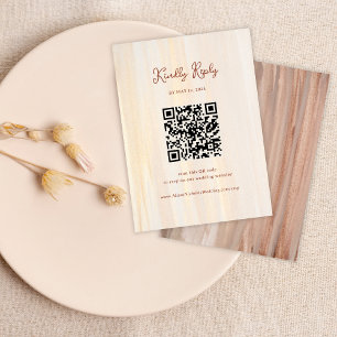 Carte D'accompagnement QR Code Terracotta Gold Watercolor Wedding RSVP