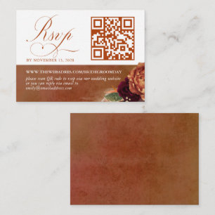 Carte D'accompagnement QR Code Terracotta Mariage Floral RSVP