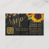 Carte D'accompagnement QR code tournesol rustique mariage chic RSVP (Devant)