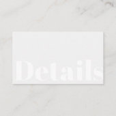 Carte D'accompagnement QR CODE typographie moderne mariage détails du sit (Dos)