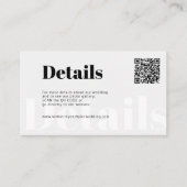 Carte D'accompagnement QR CODE typographie moderne mariage détails du sit (Devant)
