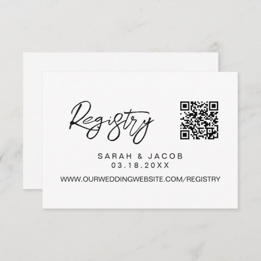 Carte D'accompagnement QR code wedding registry Modern script custom (Devant / Derrière)
