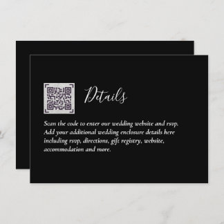 Carte D'accompagnement QR Code Wedding RSVP Détails Cadeaux Hôtel Website