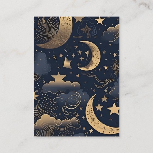 Carte D'accompagnement qr codeMariage céleste d'or bleu nuit (Dos)