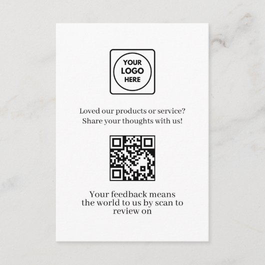 Carte D'accompagnement QR de feedback | Lien de révision d'entreprise cli (Devant)