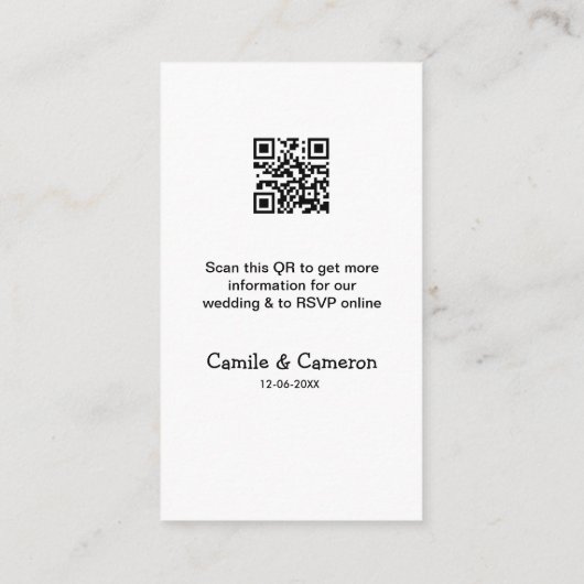 Carte D'accompagnement QR MARIAGE WEBSITE ajouter la date de photoname no (Dos)