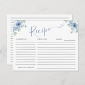 Carte D'accompagnement QUELQUE CHOSE DE BLEU AVANT DE FAIRE Recette Deman (Devant / Derrière)