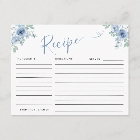 Carte D'accompagnement QUELQUE CHOSE DE BLEU AVANT DE FAIRE Recette Deman (Devant)