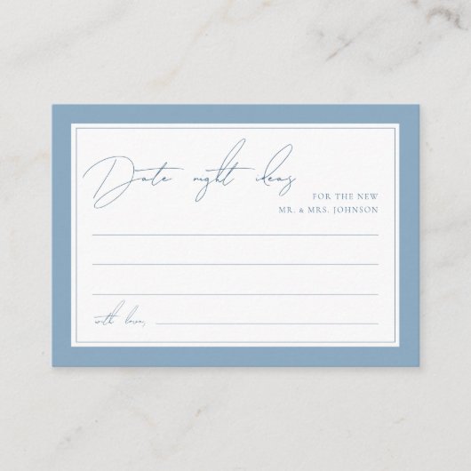 Carte D'accompagnement Quelque chose de bleu Date Night Ideas Fête des ma (Devant)