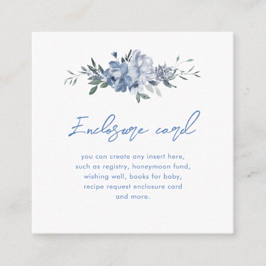 Carte D'accompagnement Quelque Chose de Bleu Fleurs Réception de Mariage (Devant)