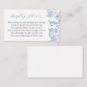 Carte D'accompagnement Quelque chose de bleu floral Mariage Affichage Sho (Devant / Derrière)