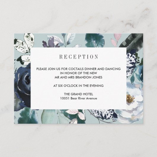 Carte D'accompagnement Quelque Chose de Bleu  Réception de Mariage Détail (Devant)