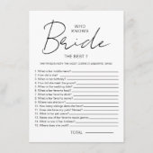 Carte D'accompagnement Qui connaît la Bride Meilleure Fête des mariées Je (Devant)