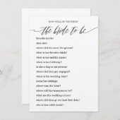 Carte D'accompagnement Qui connaît la mariée meilleur jeu de Fête des mar (Devant / Derrière)