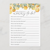 Carte D'accompagnement Qui Connaît Maman Bee Baby shower Jeu (Devant)