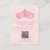 Carte D'accompagnement Quinceanera Couronne rose Tiara QR RSVP (Devant)