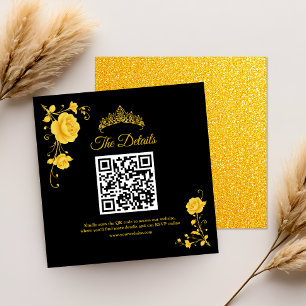 Carte D'accompagnement Quinceañera Minimaliste Dorée Moderne QR RSVP